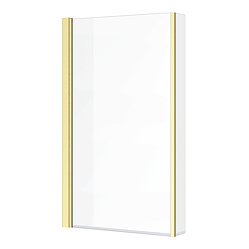 Arezzo Brushed Brass L-Shaped Hinged Bath Screen Large Image