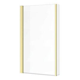 Arezzo Brushed Brass L-Shaped Hinged Bath Screen Large Image