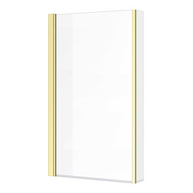 Arezzo Brushed Brass L-Shaped Hinged Bath Screen Large Image