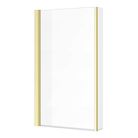 Arezzo Brushed Brass L-Shaped Hinged Bath Screen Large Image