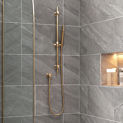 Arezzo Brushed Brass Modern Slide Rail Kit with Pencil Shower Handset