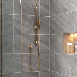 Arezzo Brushed Brass Modern Slide Rail Kit with Pencil Shower Handset