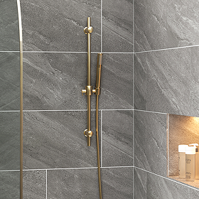 Arezzo Brushed Brass Modern Slide Rail Kit with Pencil Shower Handset