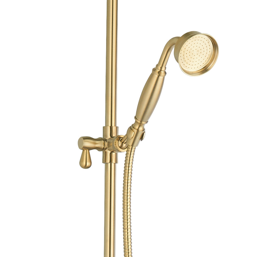 Arezzo Brushed Brass Rigid Riser Kit With Shower Head, Handshower ...