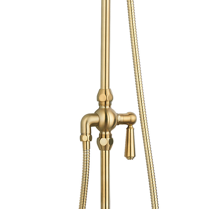 Arezzo Brushed Brass Rigid Riser Kit with Shower Head, Handshower & Diverter  Standard Large Image