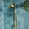 Arezzo Brushed Brass Rigid Riser Kit with Shower Head, Handshower & Diverter