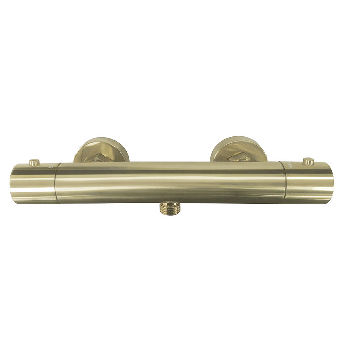 Arezzo Brushed Brass Round Bar Shower Valve incl. Slide Rail Kit with Pencil Handset Feature Large