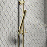 Arezzo Brushed Brass Round Bar Shower Valve incl. Slide Rail Kit with Pencil Handset additional Large Image