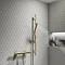 Arezzo Brushed Brass Round Bar Shower Valve incl. Slide Rail Kit with Pencil Handset Large Image