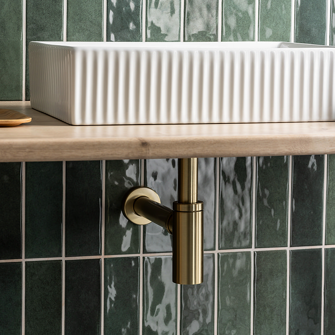 Arezzo Round Modern Basin Bottle Trap - Brushed Brass