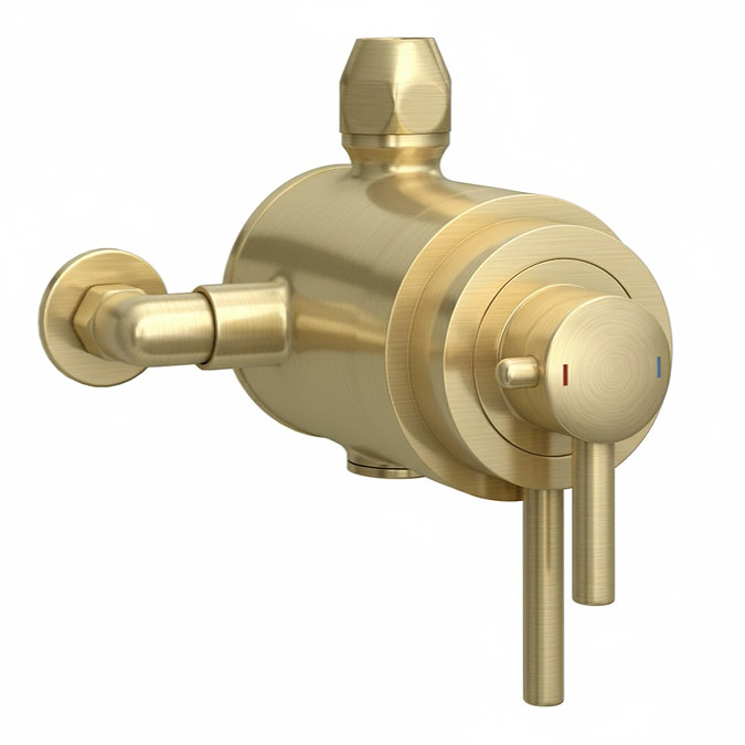Arezzo Brushed Brass Round Concealed Dual Thermostatic Shower Valve