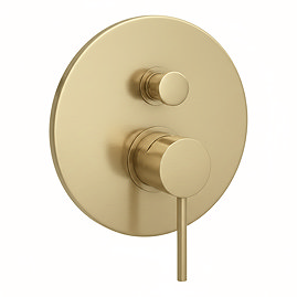 Arezzo Brushed Brass Round Concealed Manual Shower Valve with Diverter
