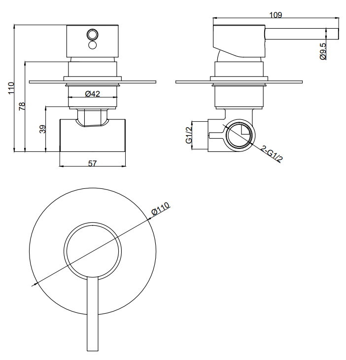 Arezzo Brushed Brass Round Concealed Manual Shower Valve