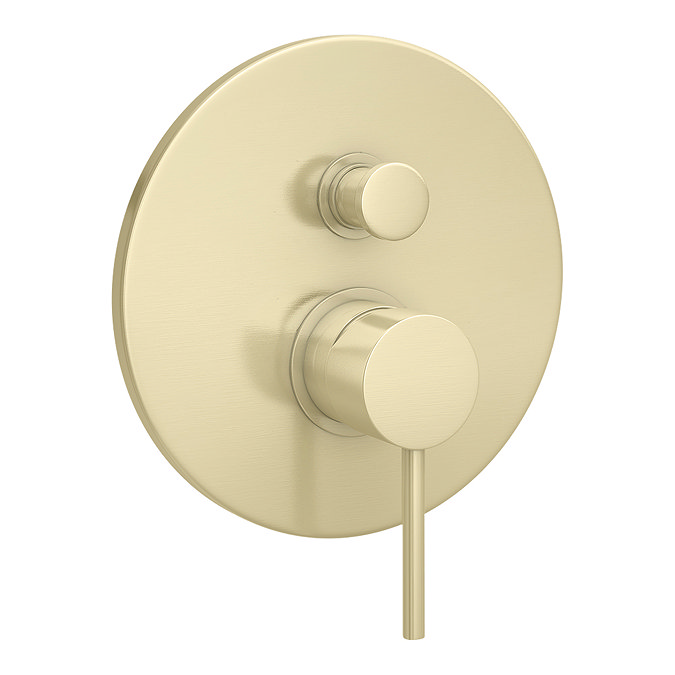 Arezzo Brushed Brass Round Concealed Manual Valve with Bath Spout + Shower Handset  Profile Large Im