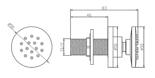 Arezzo Brushed Brass Round Concealed Triple Shower Valve with Fixed Head + 4 Body Jets