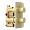 Arezzo Brushed Brass Round Concealed Twin Valve with Diverter, Bath Spout + Shower Handset  In Bathroom Large Image