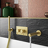 Arezzo Brushed Brass Round Concealed Twin Valve with Diverter, Bath Spout + Shower Handset