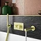 Arezzo Brushed Brass Round Concealed Twin Valve with Diverter, Bath Spout + Shower Handset Large Ima