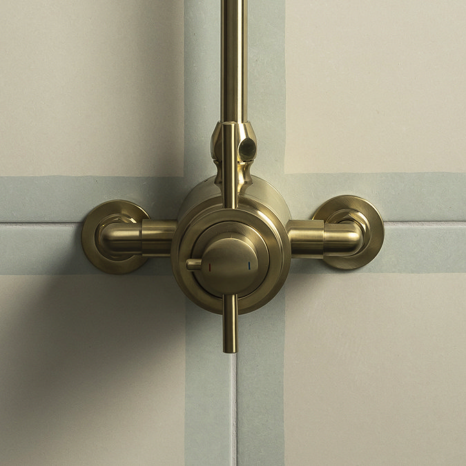 Arezzo Brushed Brass Round Exposed Dual Thermostatic Shower Valve