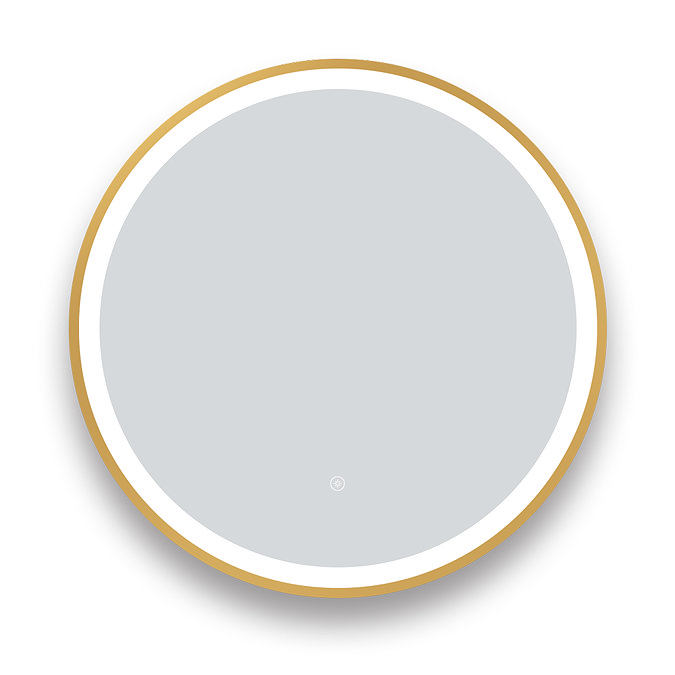 Arezzo Brushed Brass 600mm Round LED Illuminated Anti-Fog Bathroom Mirror