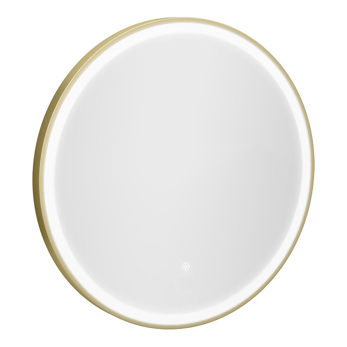 Arezzo Brushed Brass 600mm Round LED Illuminated Anti-Fog Bathroom Mirror