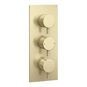 Arezzo Brushed Brass Round Modern Triple Concealed Shower Valve Large Image