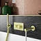 Arezzo Brushed Brass Round Modern Twin Concealed Shower Valve with Diverter  In Bathroom Large Image