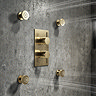 Arezzo Brushed Brass Round Modern Twin Concealed Shower Valve with Diverter  additional Large Image