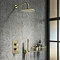 Arezzo Brushed Brass Round Modern Twin Concealed Shower Valve with Diverter  Feature Large Image
