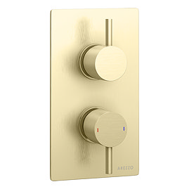Arezzo Brushed Brass Round Modern Twin Concealed Shower Valve