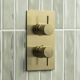 Arezzo Brushed Brass Round Modern Twin Concealed Shower Valve