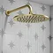 Arezzo Brushed Brass Round Push-Button Shower with 300mm Rainfall Shower Head In Bathroom Large Ima