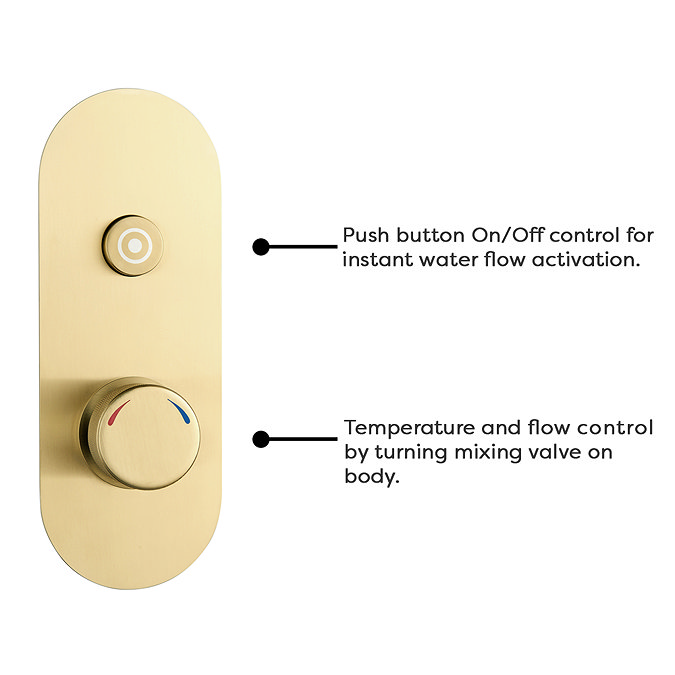 Arezzo Brushed Brass Round Push-Button Shower with 300mm Rainfall Shower Head Profile Large Image