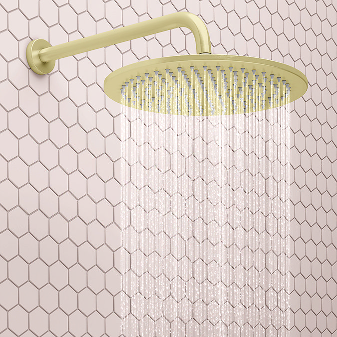 Arezzo Brushed Brass Round Shower Package with Concealed Valve + 300mm Head  Profile Large Image
