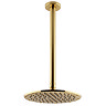 Arezzo Brushed Brass Round Shower Package with Concealed Valve + Ceiling Mounted Head Feature Large Image