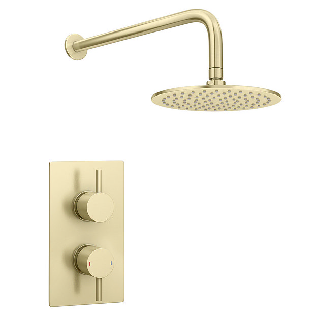 Arezzo Brushed Brass Round Shower Package with Concealed Valve + Head  Newest Large Image
