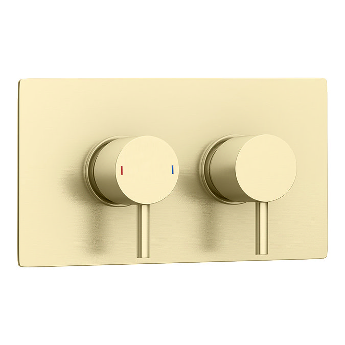 Arezzo Brushed Brass Round Shower Package with Concealed Valve + Inline Shower Head