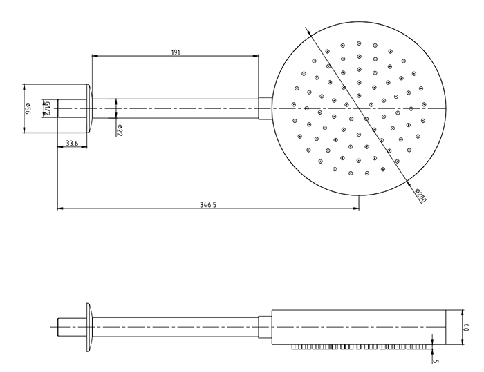 Arezzo Brushed Brass Round Shower Package with Concealed Valve + Inline Shower Head