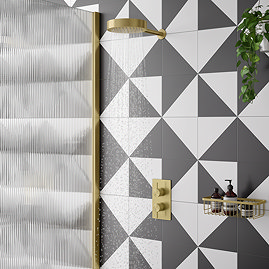 Arezzo Brushed Brass Round Shower Package with Concealed Valve + Inline Shower Head