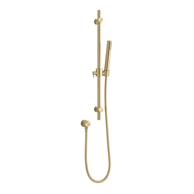 Arezzo Brushed Brass Round Shower System - 300mm Fixed Head with Slider Rail Kit