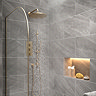 Arezzo Brushed Brass Round Shower System - 300mm Fixed Head with Slider Rail Kit