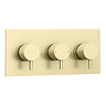 Arezzo Brushed Brass Round Shower System - 300mm Fixed Head with Slider Rail Kit