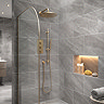 Arezzo Brushed Brass Round Shower System - 300mm Fixed Head with Slider Rail Kit