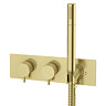 Arezzo Brushed Brass Round Shower System (Fixed Head, Handset + Integrated Parking Bracket) Standard Large Image