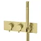 Arezzo Brushed Brass Round Shower System (Fixed Head, Handset + Integrated Parking Bracket)  Standard Large Image