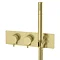 Arezzo Brushed Brass Round Shower System (Fixed Head, Handset + Integrated Parking Bracket) Standard Large Image