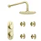 Arezzo Brushed Brass Round Shower System w. Diverter, Fixed Head + 4 Body Jets (Oval Faceplate)  Sta