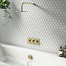 Arezzo Brushed Brass Round Slimline Freeflow Bath Filler Waste and Overflow  Standard Large Image