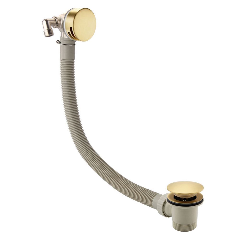 Arezzo Brushed Brass Round Slimline Freeflow Bath Filler Waste And