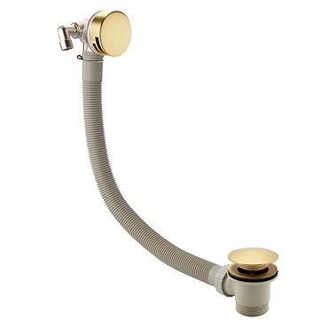 Arezzo Brushed Brass Round Slimline Freeflow Bath Filler Waste and Overflow  Profile Large Image